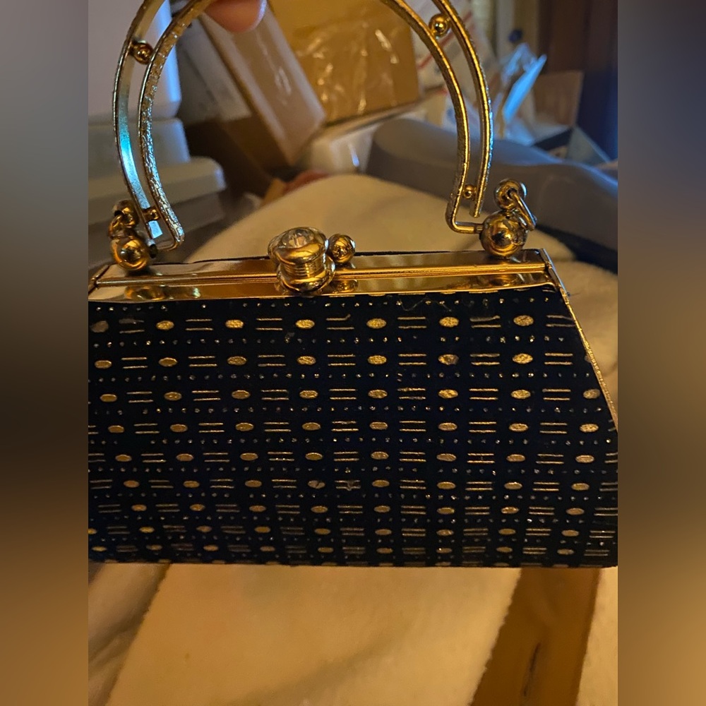 VINTAGE Elegant Black and Gold Clutch